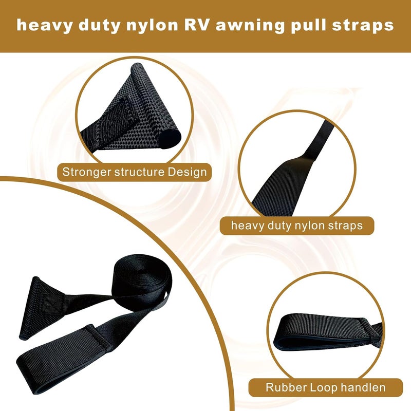 SHADEPLUS RV Awning Pull Straps,96 Inches Long Upgraded RV Camper Awning Parts Pull Down Straps Fits for Universal RV/Travel Trailer/Camper Awning,Patio Awning Pull Straps (2 Units) Black - Image 3